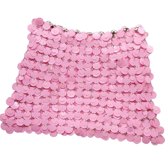 Women’s Pink Sequin Waist Body Chain Sparkly Sequin Skirt - Picture 11 of 12